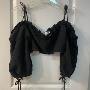 HYFVE Black Ruffled Off-Shoulder Blouse